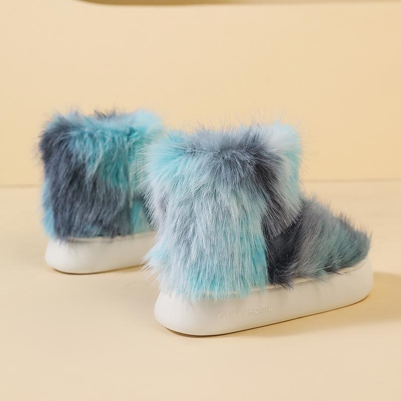 Warm Winter Cotton Shoes Women Warm Fur Home Slippers EVA Non-Slip Plush Slippers Indoor Couple Thick Sole Footwear Slides