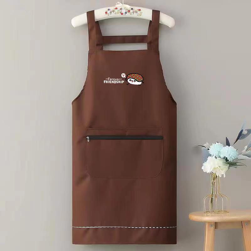 Oilproof Unisex Style Waterproof Korean Sleeveless Apron With Zipper Pocket