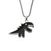 Black & White Dinosaur Pendant Oil Drip Necklace - Fade-resistant Cute Animal Sweater Chain for Couples (Unisex, Fall/Winter).