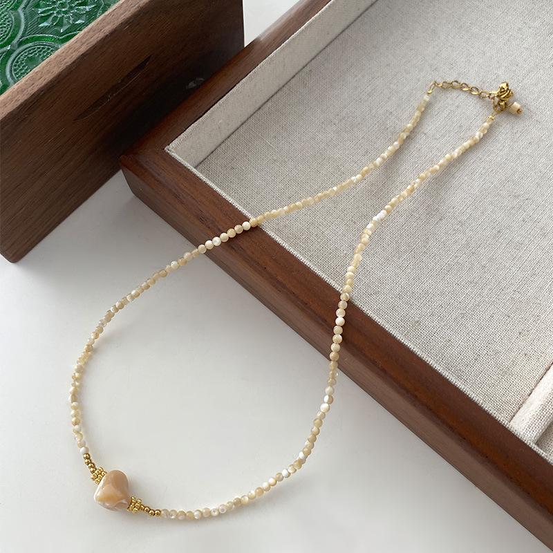 Tiger'S Eye Beaded Halskjede Maillard Oval Premium Genserkjede Titanium Stål Vintage Coffee Naturstein Clavicle Chain