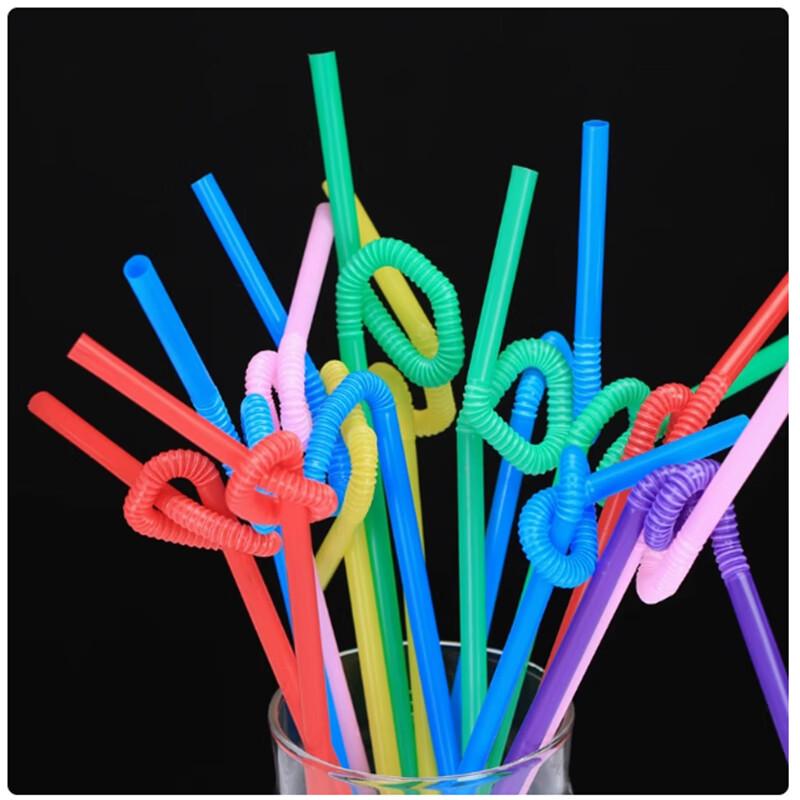 St. Blai Disposable Bent Plastic Drinking Straws
