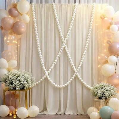 Wedding Backdrop Wall Decor - Faux Large Pearl - DIY Beaded Garland White Ball Pendant & Figurine