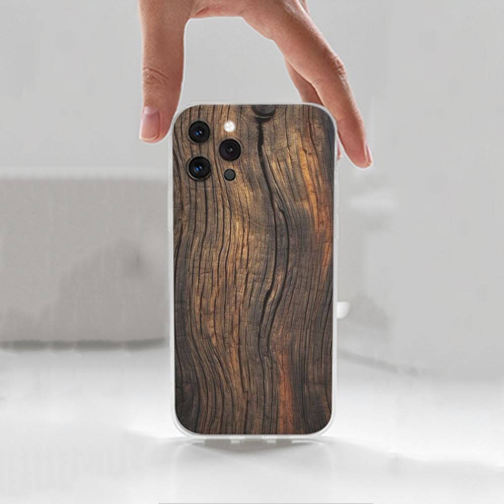 Natural Wood Case For iPhone X,14,16,Mini,XS,SE,12,15,Pro,17,Plus,11,Max,13,XR,Transparent Soft Cover