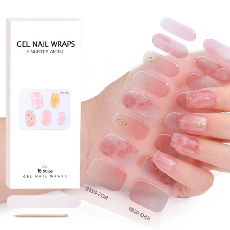Semi Cured Gel Nail Polish Strips Gel Nail Full Wraps Strips Gel Nail Stickers