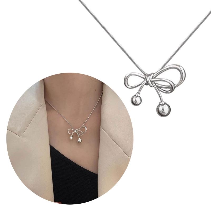 Elegant Bowknot Necklace Minimalist Metal Alloy Butterfly Knot Clavicle Chain Dainty Choker Jewelry for Women Teen Girls