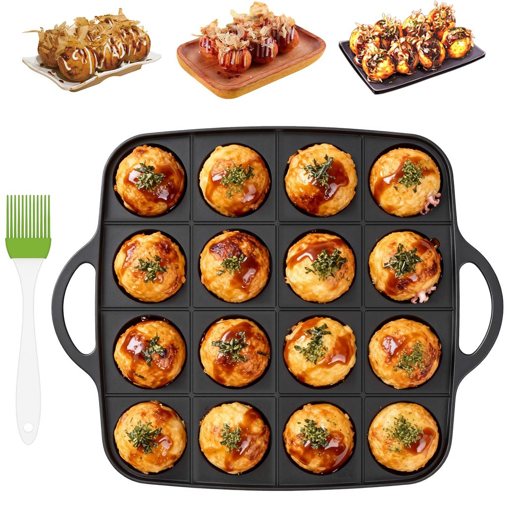 Octopus Ball Maker 7/12/16/19 Hole Takoyaki Pan Maker Aluminum Alloy Nonstick Grill Pan Cooking Cake Pan Kitchen Cookware Tools