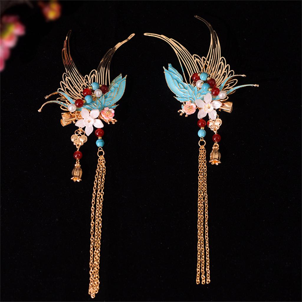 Vlásenka s květinou Fénix s třásněmi Filigránové Buyao pro ženy Dívka Buyao pro tradiční pokrývky hlavy Vlasové šperky