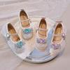 Sparkly Heart Crystal Princess Leather Shoes for Girls, Small Heels, Ages 3-12, 2025 Autumn Collection