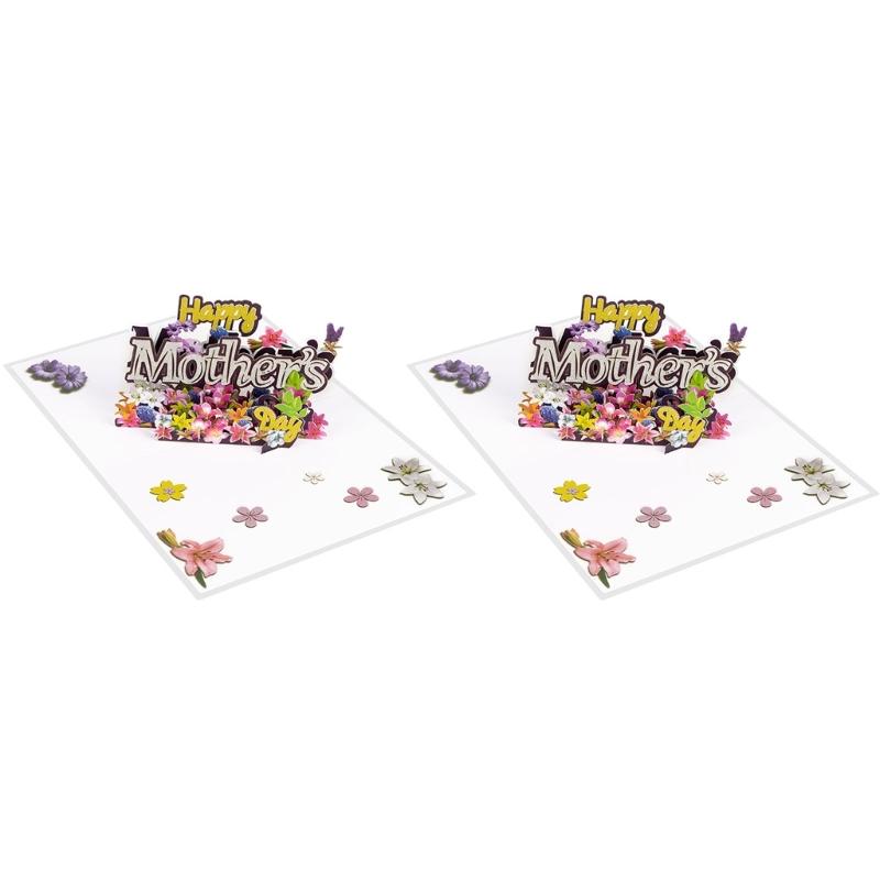 Unique 3D Flower Card Mother’s Day 3D Blessing Card DIY Blessing Message Unique Decoration for Holiday Special Day
