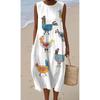 Summer new sleeveless pocket casual printing temperament long dress dress slim dress
