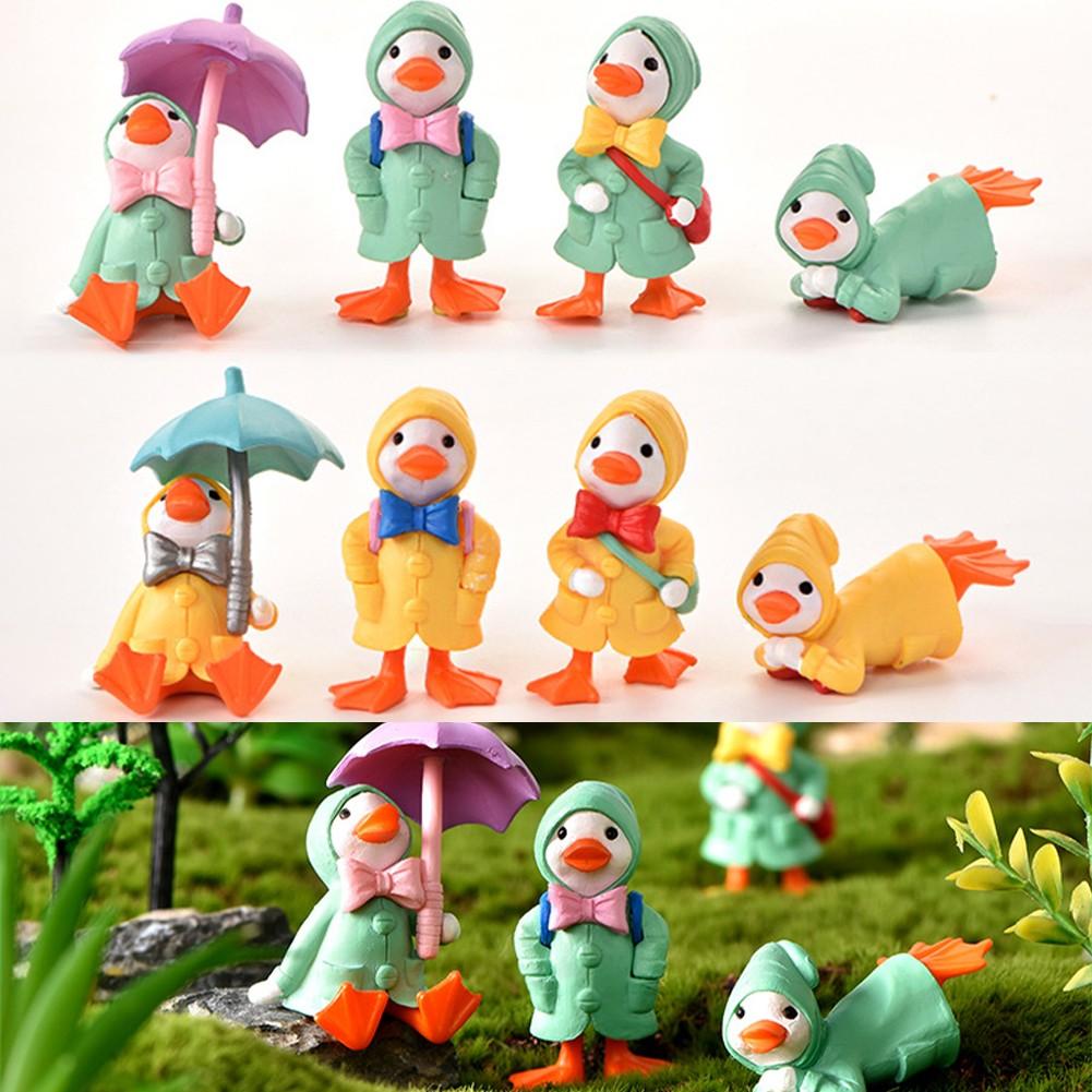 4 Pcs Ornaments Cartoon Duck Home Decor Vibrant Colors