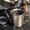 Pure Titanium Travel Tea Mug With Filter Folding Handle 420ml Portable Single Layer Infuser Cup Camping Hiking Outdoor Use