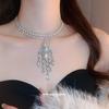 Korean Zircon & Pearl Tassel Necklace – Trendy Design Clavicle Chain