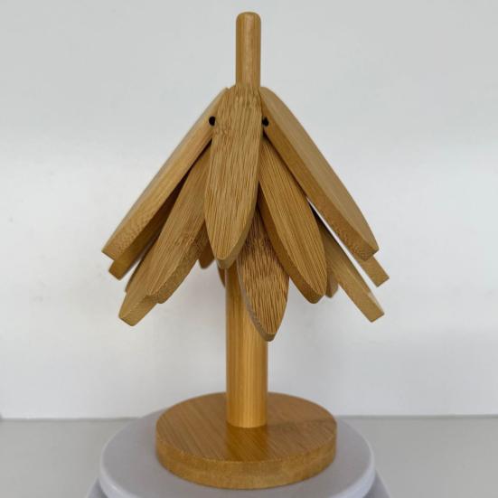 3/4/5Pcs Placemat Christmas Tree Design Bamboo Table Cushion Coaster Set High Temperature Resistant Insulation Mat