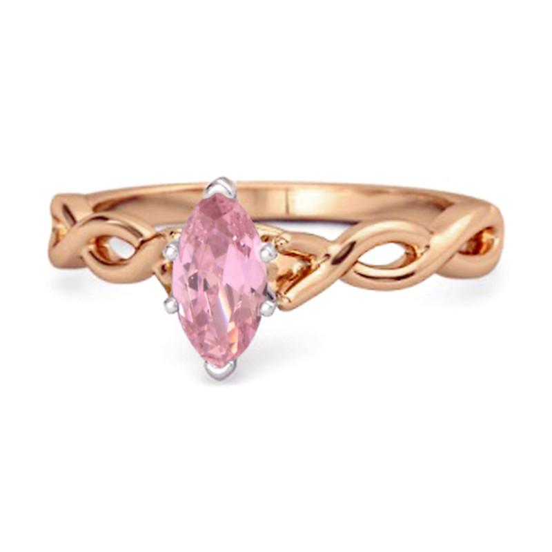 Pink CZ Marquise Women Wedding Ring  - 925 Sterling Silver Rose Gold Vermeil 9.5