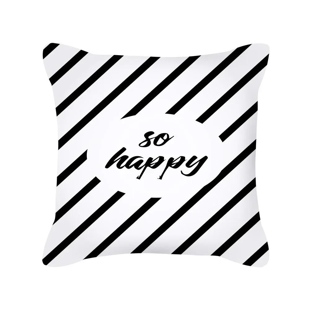 Kissenbezug schwarz und weiß, Kissenbezug mit geometrischem Druck, Moderner und schlichter Stil, Heimdekoration, für Sofa