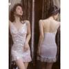 Suspender Sequin Sheer Yarn Sexy Lingerie High-end Uniform Sexy Seductive Dance Party Dress Elegant Fashion Sexy Korean Top PS5M