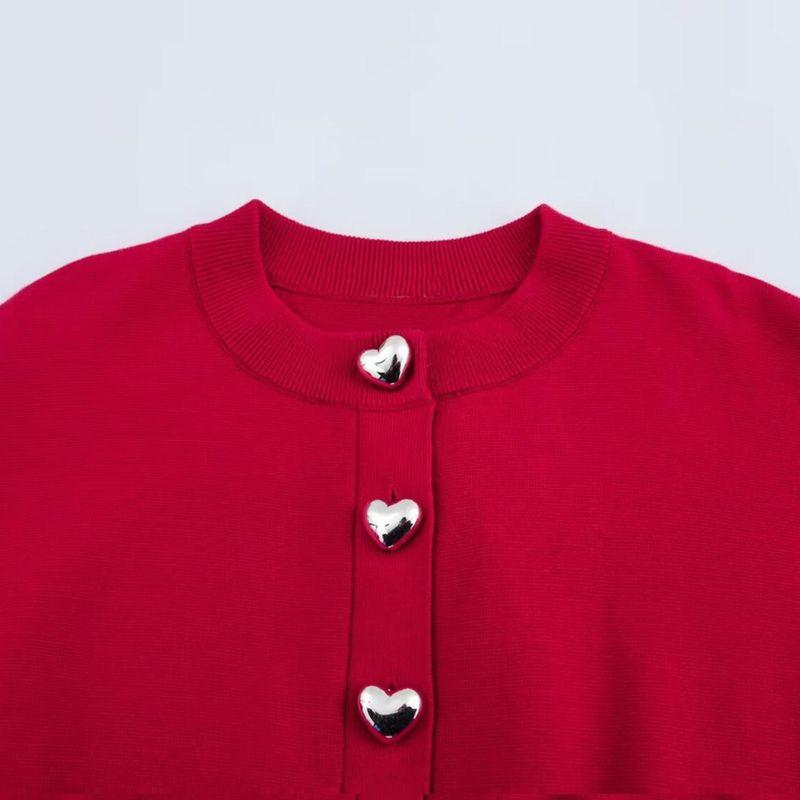 Kaslead New Women clothes Western Style Fashion Heart Button Puffy Long sleeve Knitted Outerwear 5536032