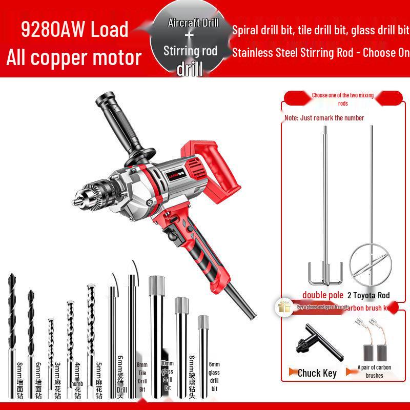 High-Power Electric Mixer for Paint, Putty, Cement, and Mortar