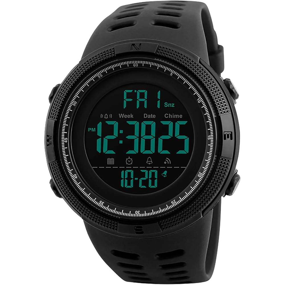 Outdoor Men s Digital Watch Silicone Waterproof Large Numbers Luminous Calendar Function Sports Style Black