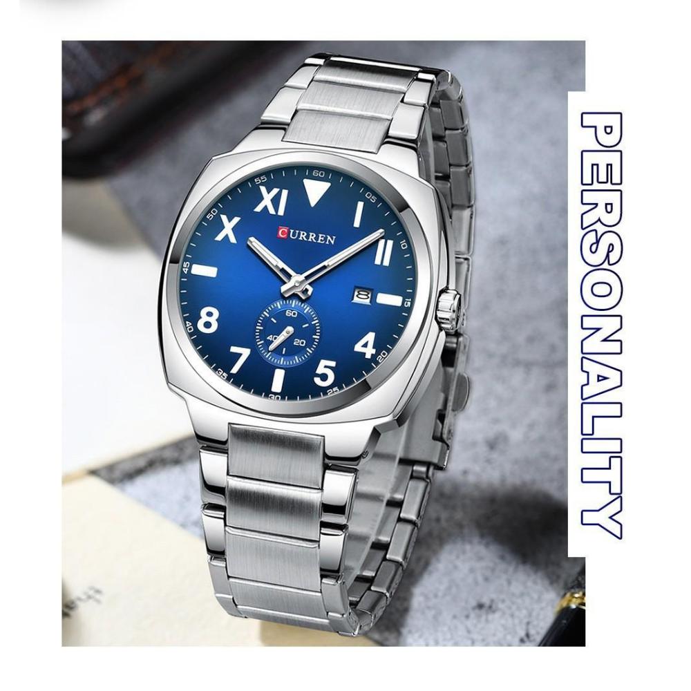 CURREN Fashion Men's Quartz Watch Independent Seconds Dial and Date-Day Stainless Steel Waterproof Luminous Wristwatches