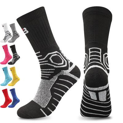 Calzini da Basket Sportivi Elite da Uomo Outdoor Fitness Escursionismo Ciclismo Atletici a Compressione Cotone Fondo in Spugna Termici a Mezza Gamba
