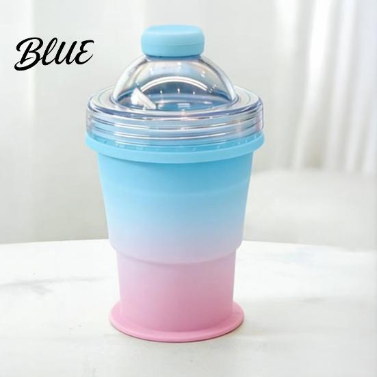 Non-breakable Ice Ball Maker Cup with Lid And Straw 2-in-1 Foldable Silicone Travel Straw Drinking Cup Portable Iced Beverage for Outdoor