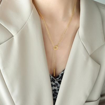 Accessories Niche Necklace Y-Shaped Pull Clavicle Chain Titanium Steel 18K Gold Small Waist Clavicle Necklace Women