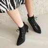 Spring Brown Apricot Women Ankle Boots Pointed Toe Lace up High Heel Small Big Size 33 47
