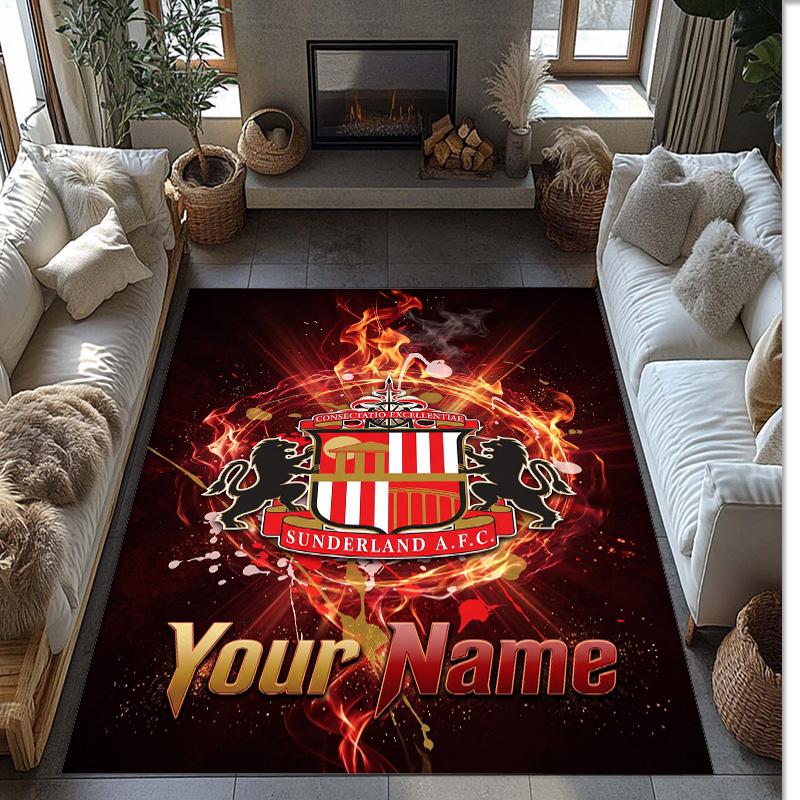 Sunderland FC Printed Crystal Velvet Rug Non‑Slip Crystal Velvet Carpet For Sofa Bedroom Indoor Home Decoration