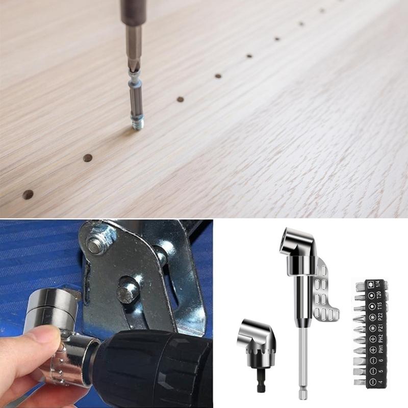 105 Degree Right Angle Driver Drilling and Driving Power Screwdriver Drill Attachment Adapter 1/4inch Hex Quick Changes