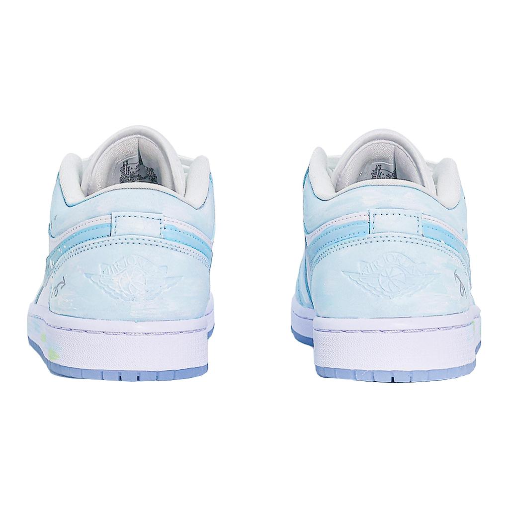 Jordan Air Jordan 1 Abrasion Resistant Low Top Vintage Basketball Shoes Unisex White Blue Gray Green DC0774-105(Team1483-GBAG)