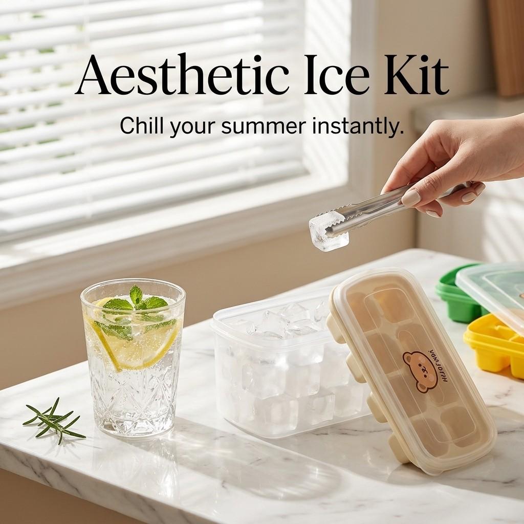 Reusable Ice Cube Tray With Lid Ice Cube Box Refrigerator Plastic Ice Mold 8 Grids Ice Cube Maker Kitchen Accessories Bar Tools