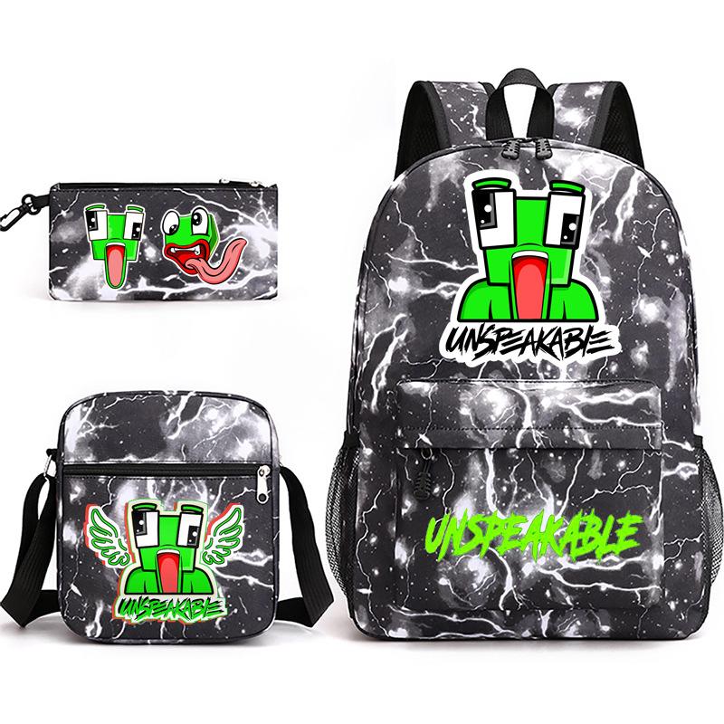 Zaino Inspeakable Set da 3 Pezzi, Zaino Studente di Grande Capacità con Borsa Pranzo e Astuccio, Resistente all'Acqua, Durevole