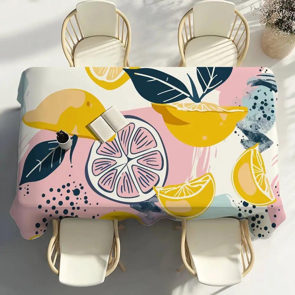 Tovaglia Limone Estiva Impermeabile Poliestere Coperta da Picnic Copritavolo da Campeggio Rettangolare Estetico Decorazione Tavolo da Cucina/Pranzo