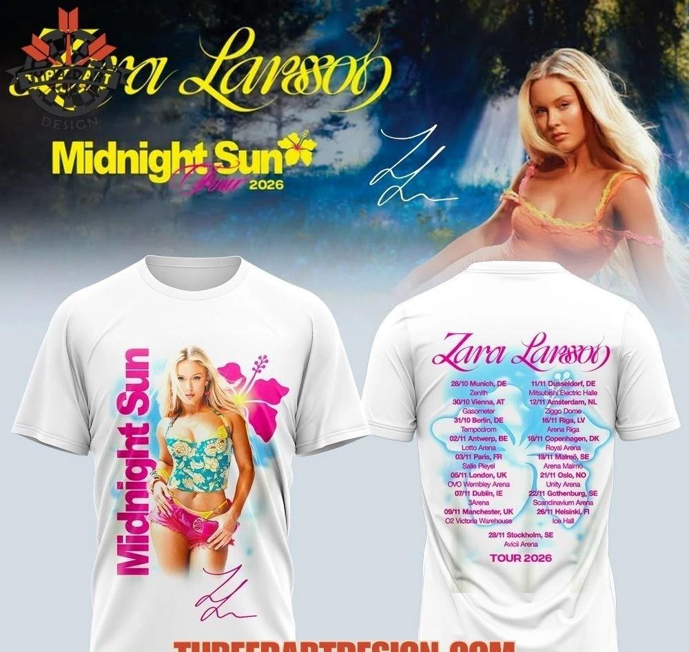 Zara Larsson Midnight Sun Tour 2026 3D T-Shirt Gift For Fan PP2896 S