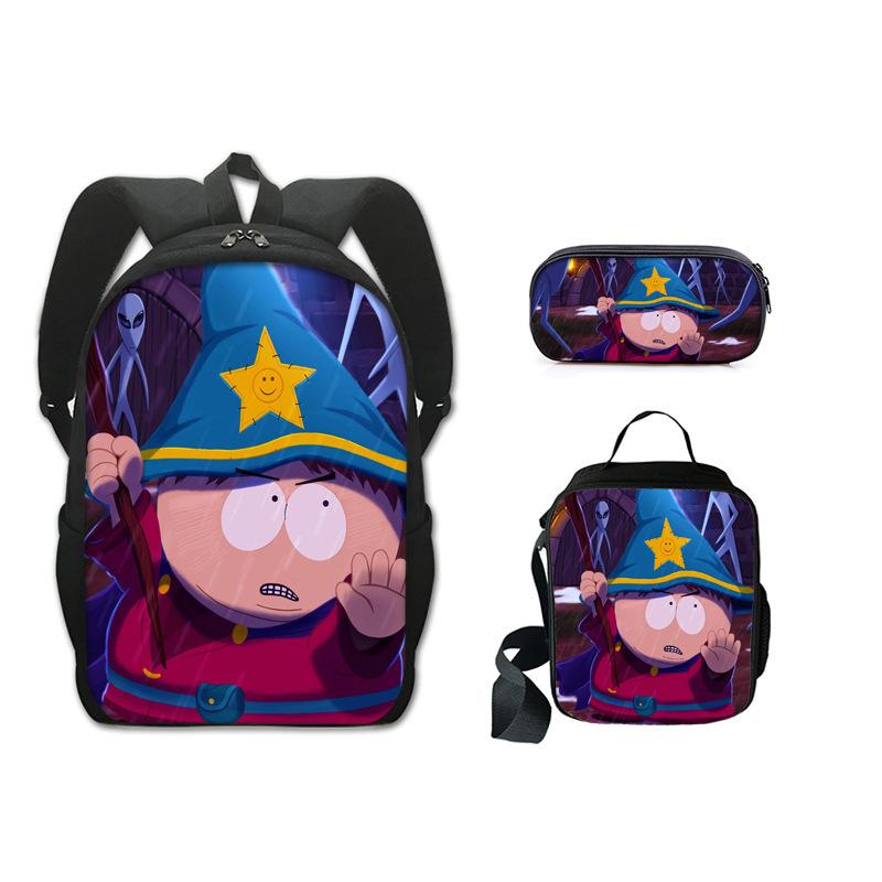 Classic Popular Novelty Funny south park 3D Print 3pcs/Set pupil School Bags Laptop Daypack Backpack Lunch bag Pencil Case