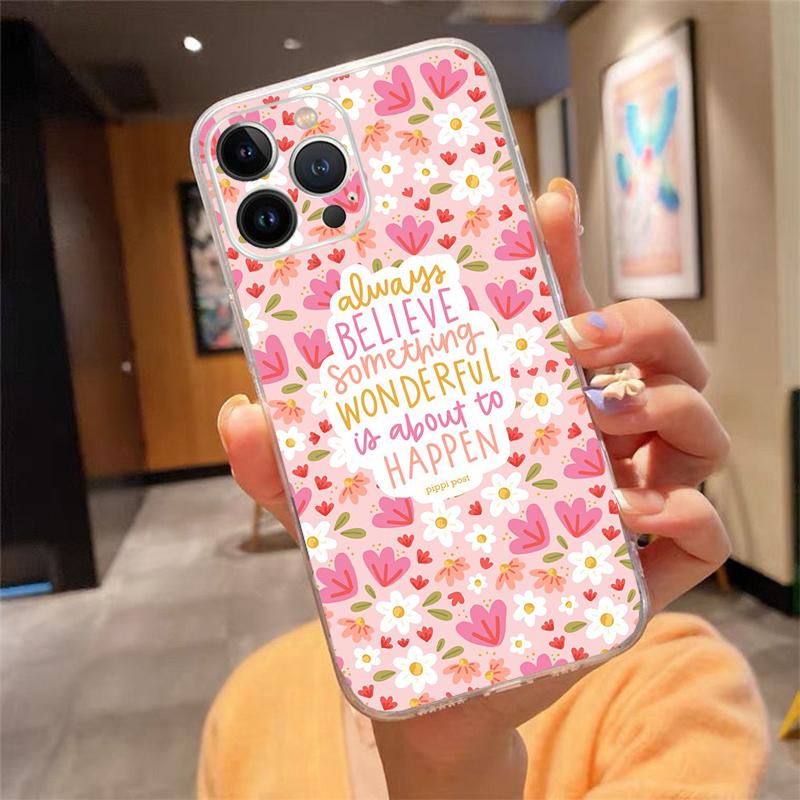 Brave Strength Motivation Quotes Transparent Case For iPhone 13 14 15 16 17 Air Pro Max Plus Mini Shockproof Cover