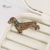 Retro Dog Shape Brooch Shining Rhinestones Inlaid Pin Suit Lapel Shawl Animal Badge Outfit Clothing Accessories