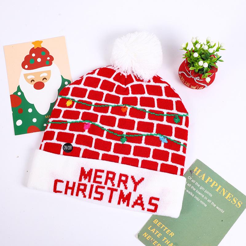 LED Light-Up Knit Christmas Hat - Colorful Winter Wool Hat for Adults & Children