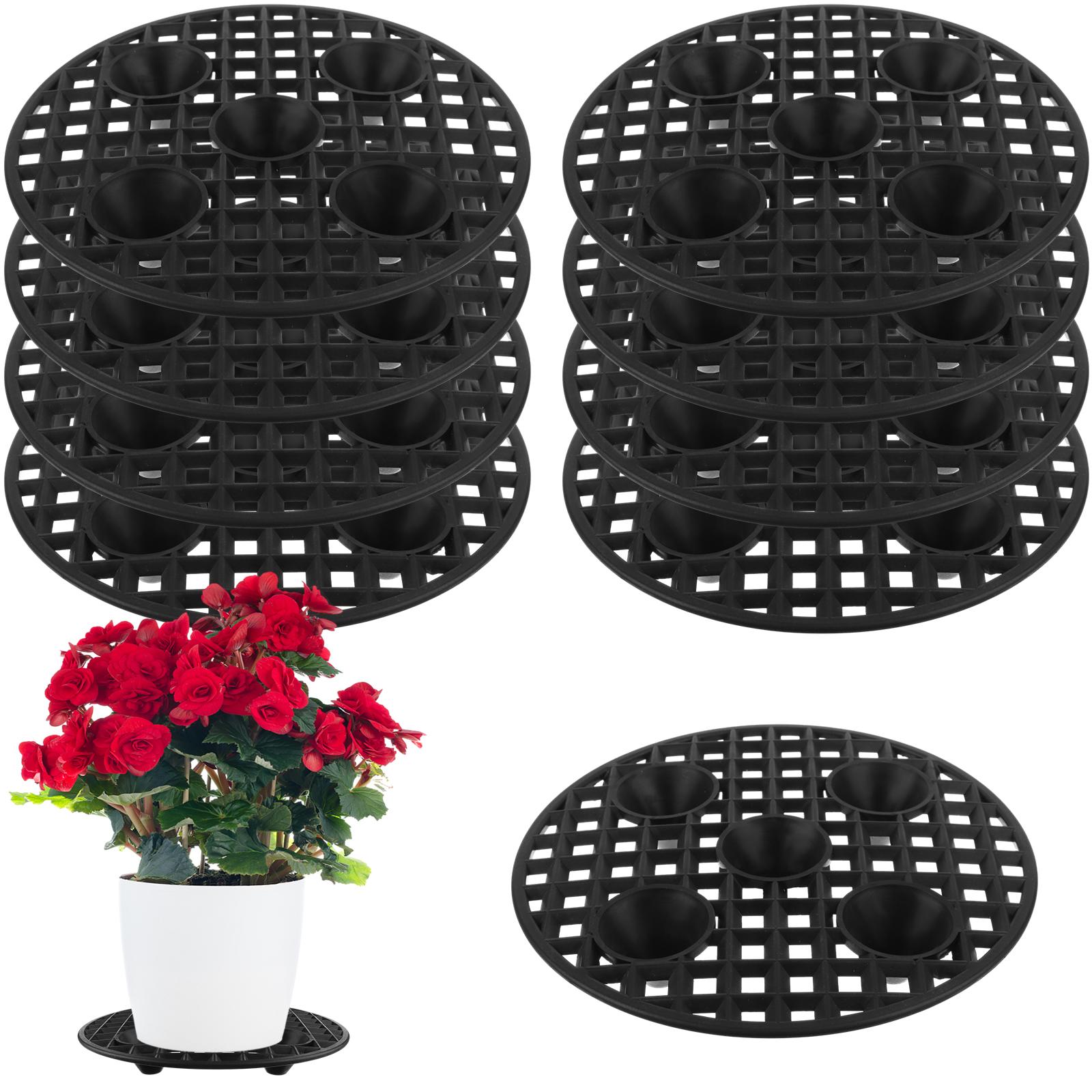 10 Pcs Plant Level Pot Elevator, Heavy Duty Plant Stand, Black Round Plant Flower Pot Holder Plastic Plant Risers For Indoor nero
