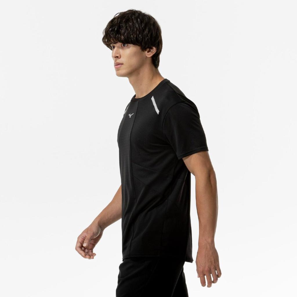 Mizuno Running Wear Dry Aeroflow Short Highly Quick Black T-Shirt, Sleeve, Breathable, Drying, Sports, J2MAC004, Men's,