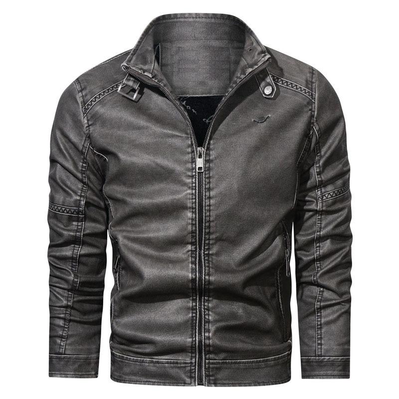 Новая мужская кожаная куртка осень-зима Мужская куртка из искусственной кожи Кожаная — фото 3