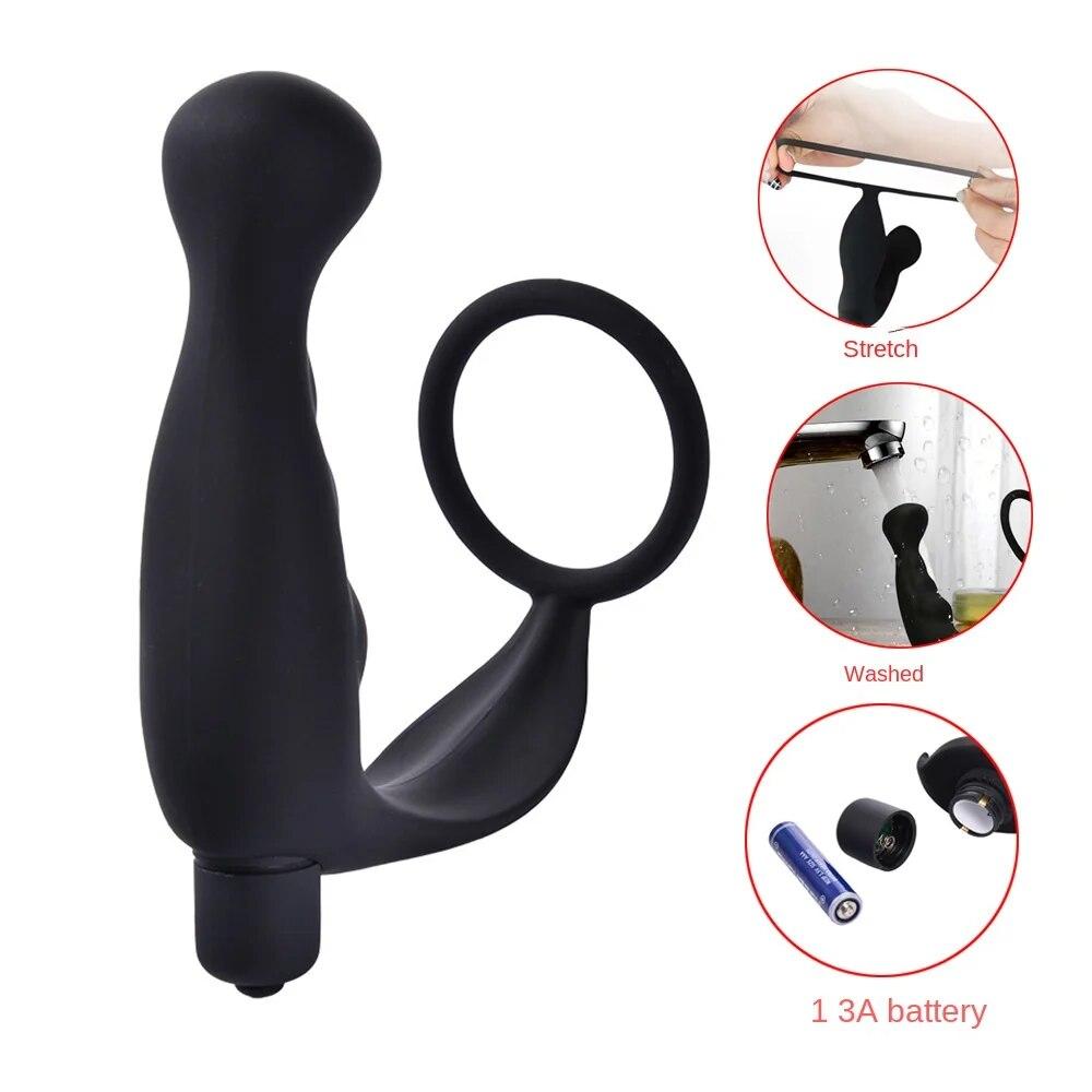 Adult sex toys toy 10 frequency prostate lock fine ring silicone vibrator anal plug male massager cock ring