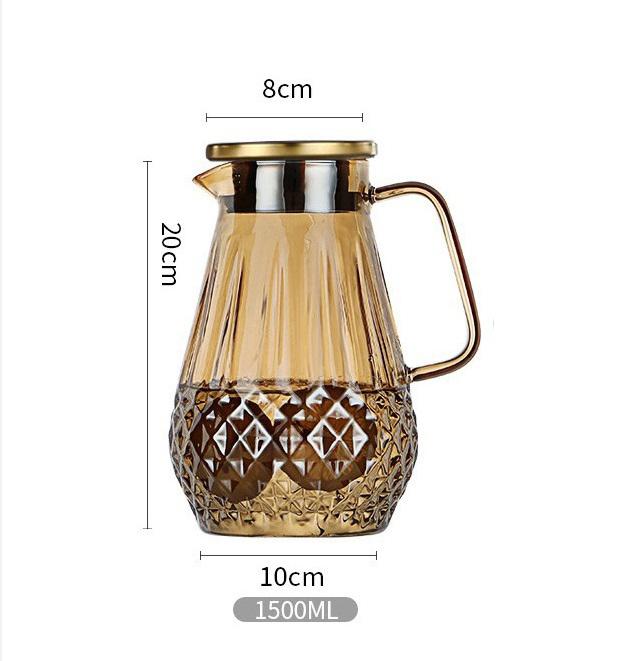 champagne color Heat-resistant glass teapot Large capacity thickened explosion-proof glass Household daily necessities teapot