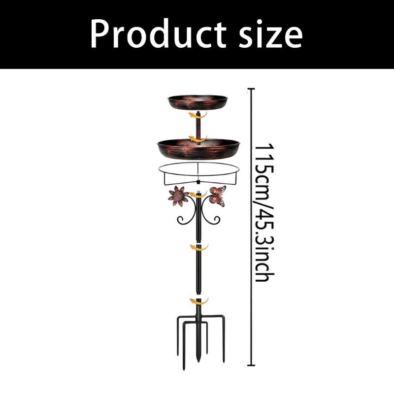 Metal Garden Bird Bath Feeder Wear Resistant Construction Five Foot Stand for Enhances Stability Easy to Cleaning