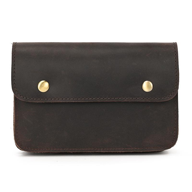 

Crazy Horse Leather Men s Waist Bag Genuine Leather Phone Pouch On Belt Men Male Wasit Pouch Waist Pack Leather Vintage Style темно-коричневого кольору