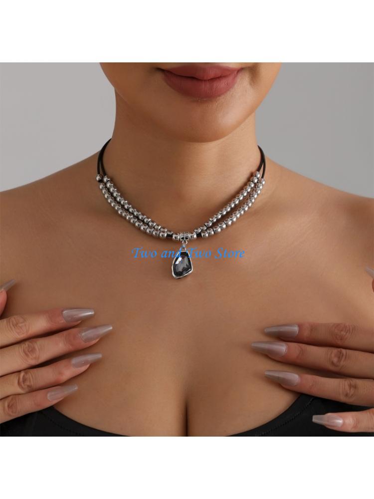HX6F Everyday Wear Gothic Geometric Necklace Lightweight 14g Comfortable For Women Who Love Dark And Unique CN