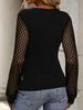 Women's Solid Color Patchwork Lace Lantern Sleeve Faux Button Loose Crossover Top
