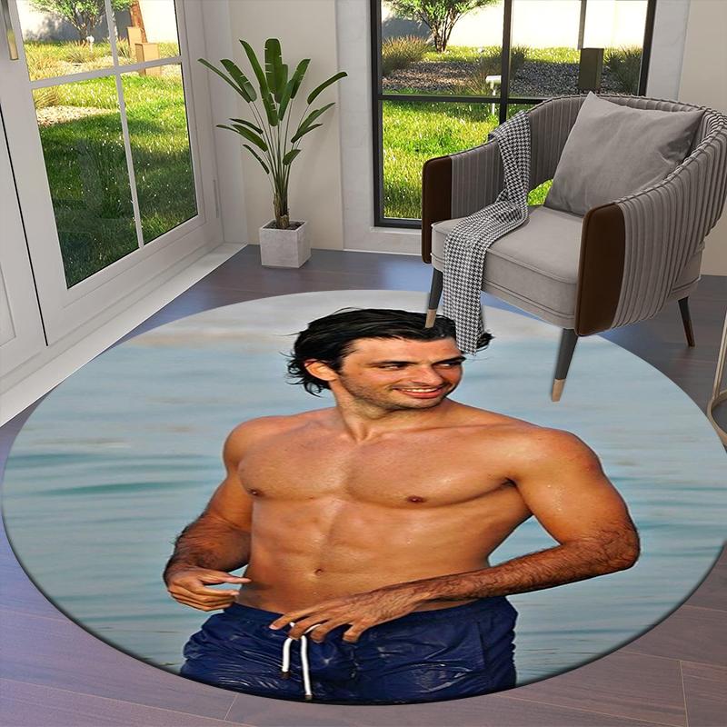 Carlos Sainz Round Area Rug,Carpet Rug for Living Room Bedroom Sofa Playroom Decor,Non-slip Floor Mat45